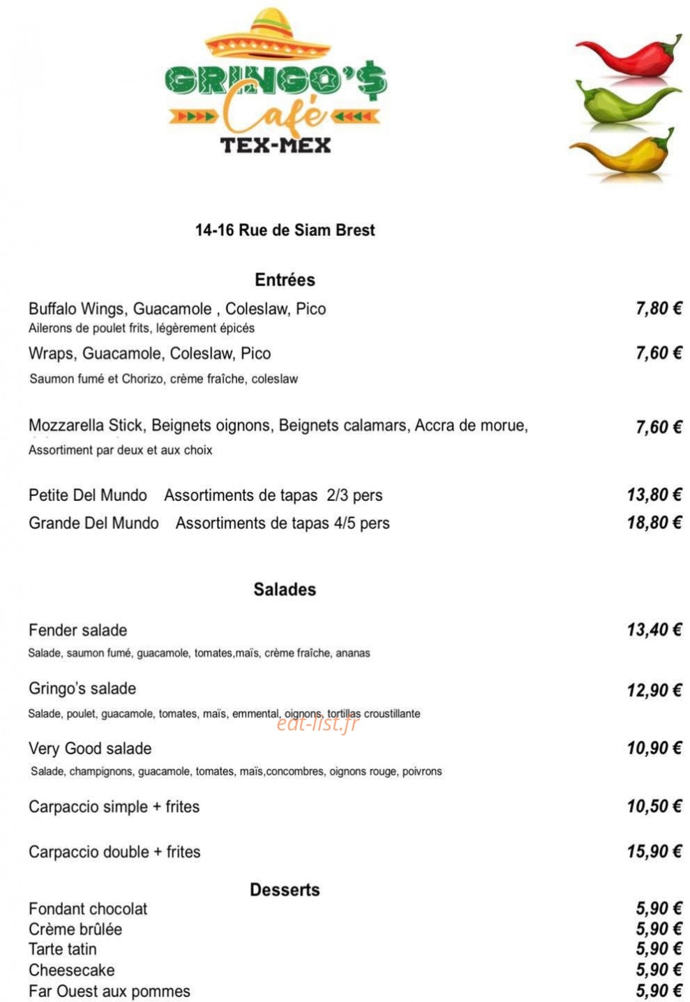 Gringo's Café — carte page 2