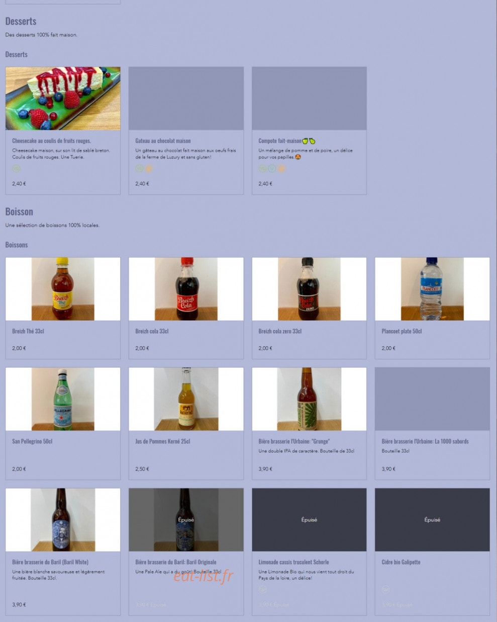 La Fine Bouffe — carte page 4
