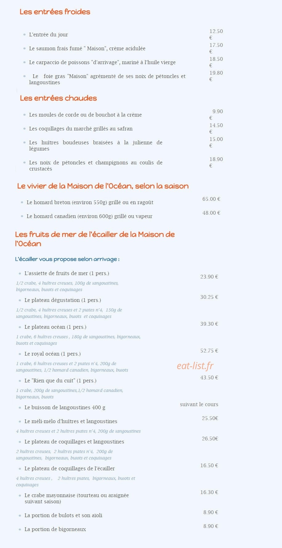 La Maison De L'Ocean — carte page 4