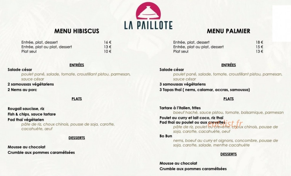 La Paillote — carte page 1