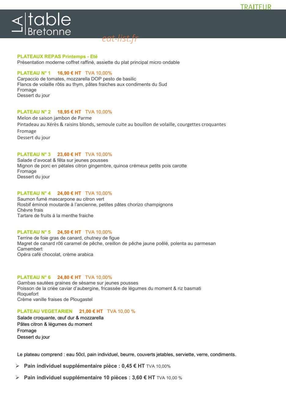La table Bretonne — carte page 3