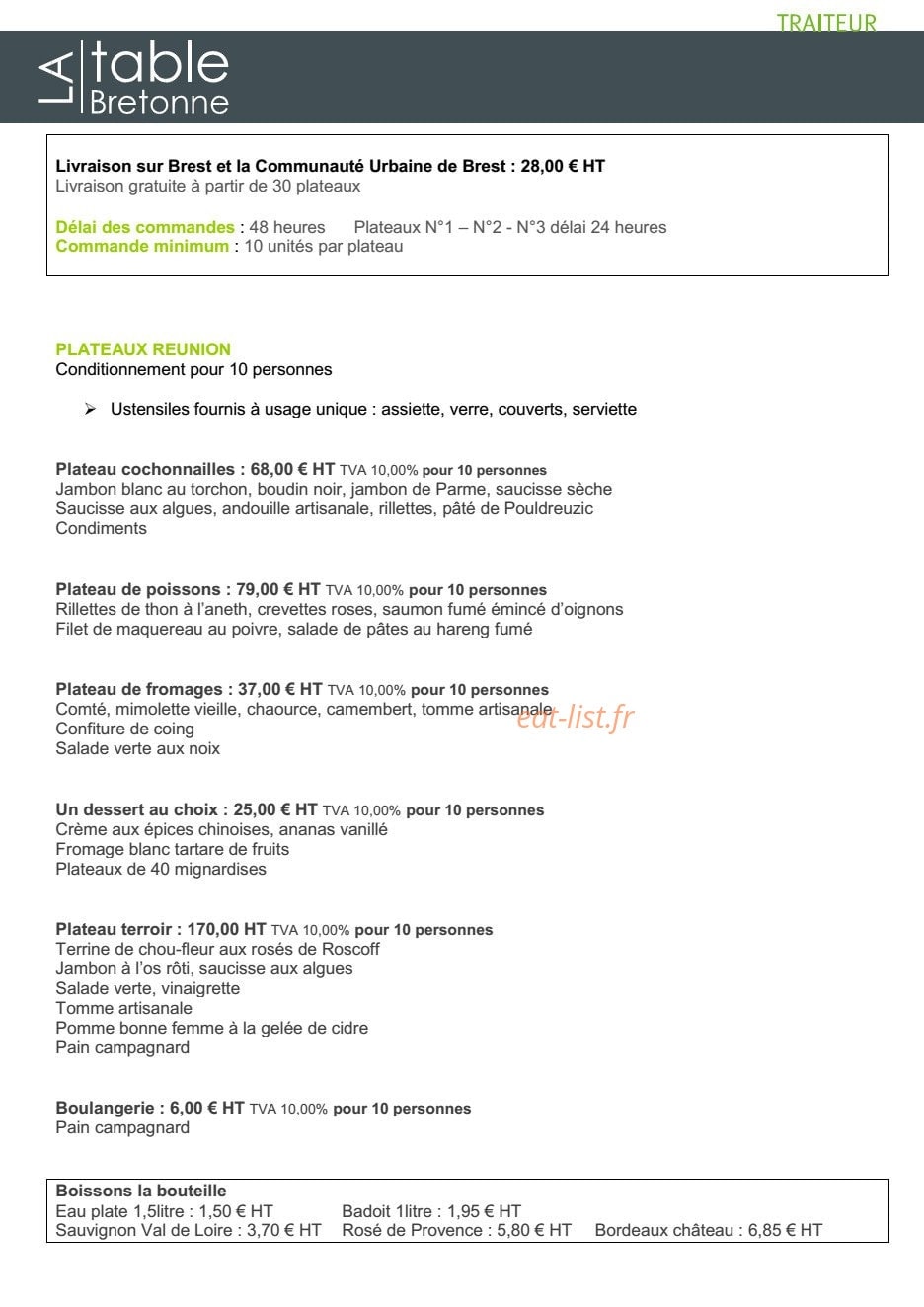 La table Bretonne — carte page 2