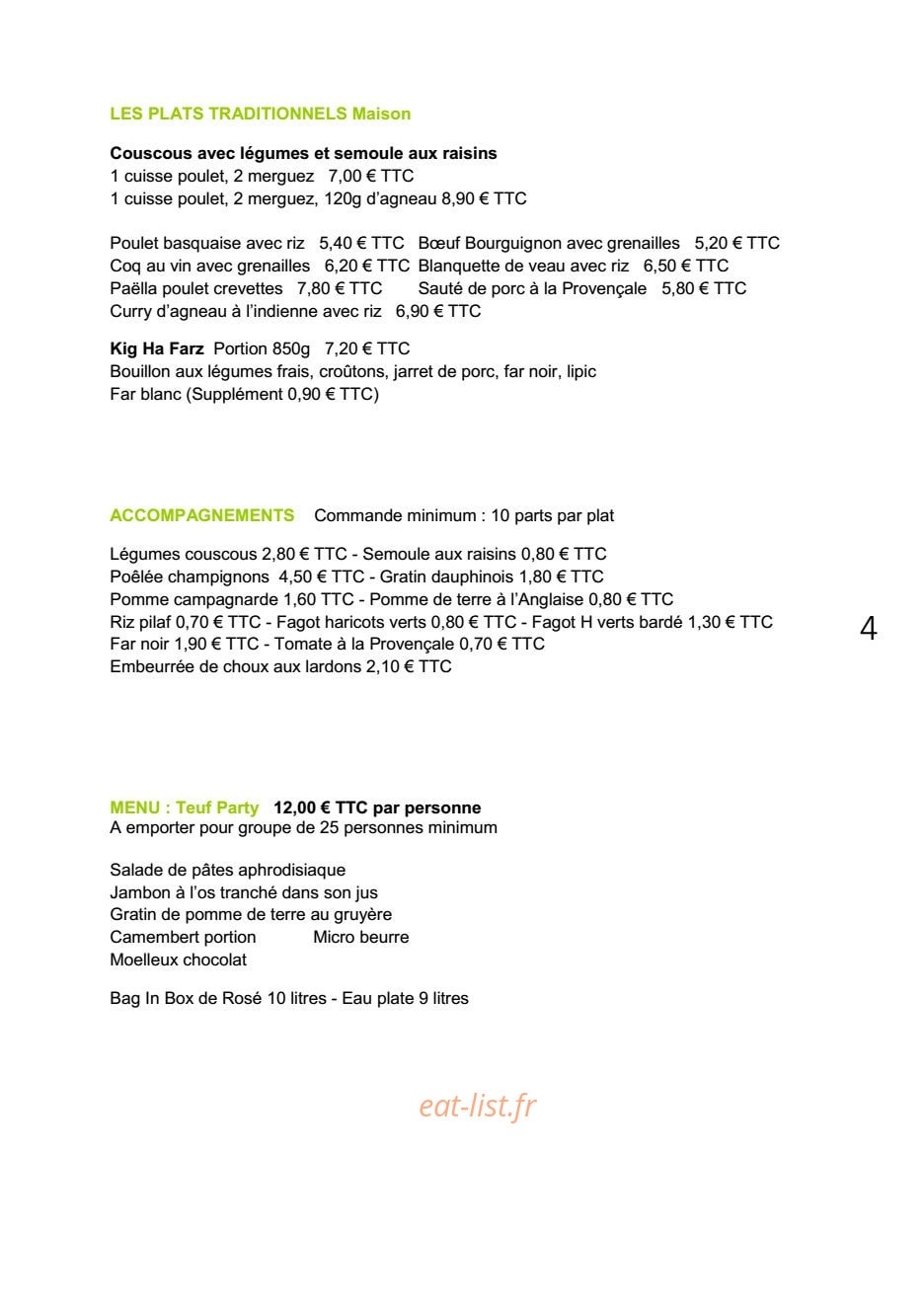 La table Bretonne — carte page 9
