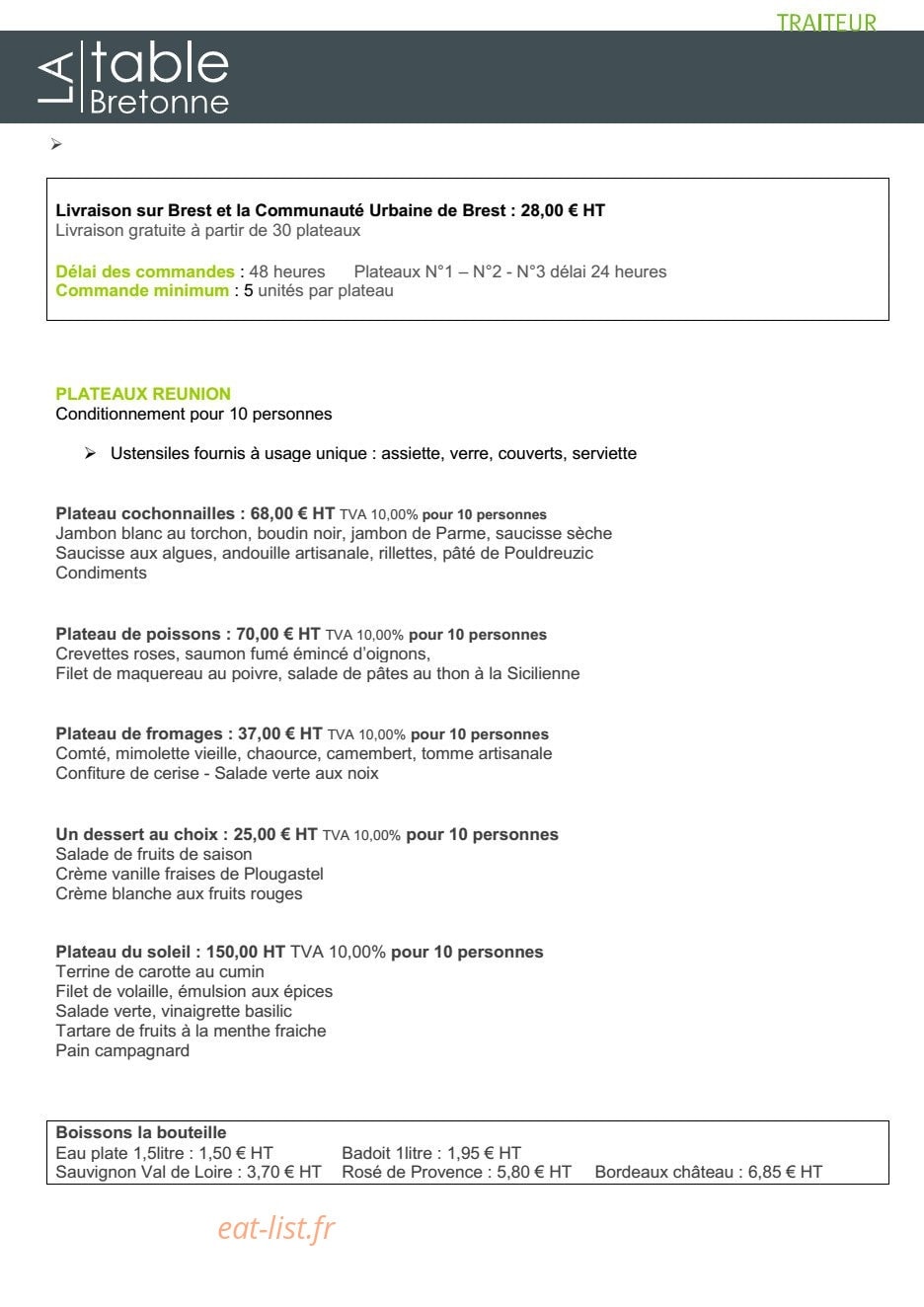 La table Bretonne — carte page 4
