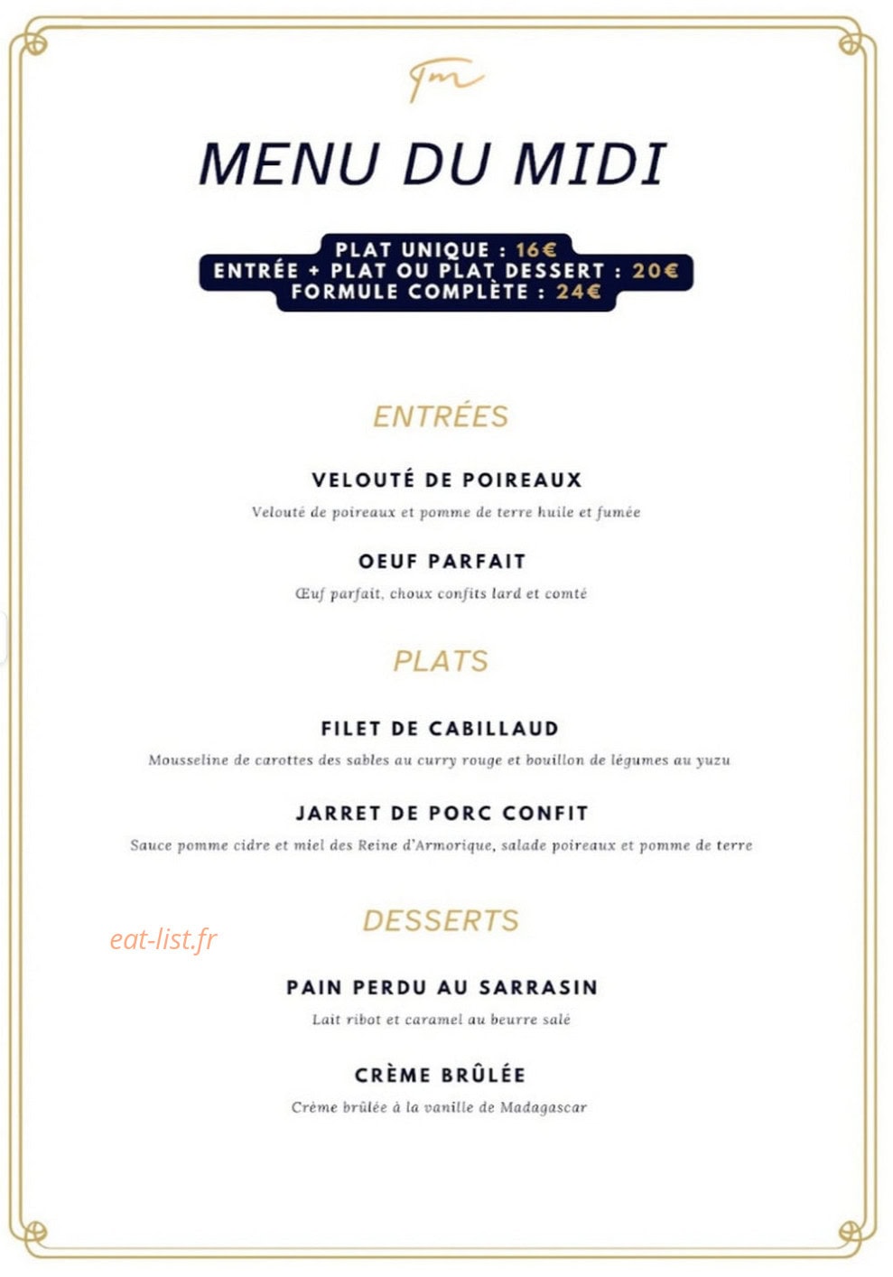 La Tentation des Mets — carte page 2