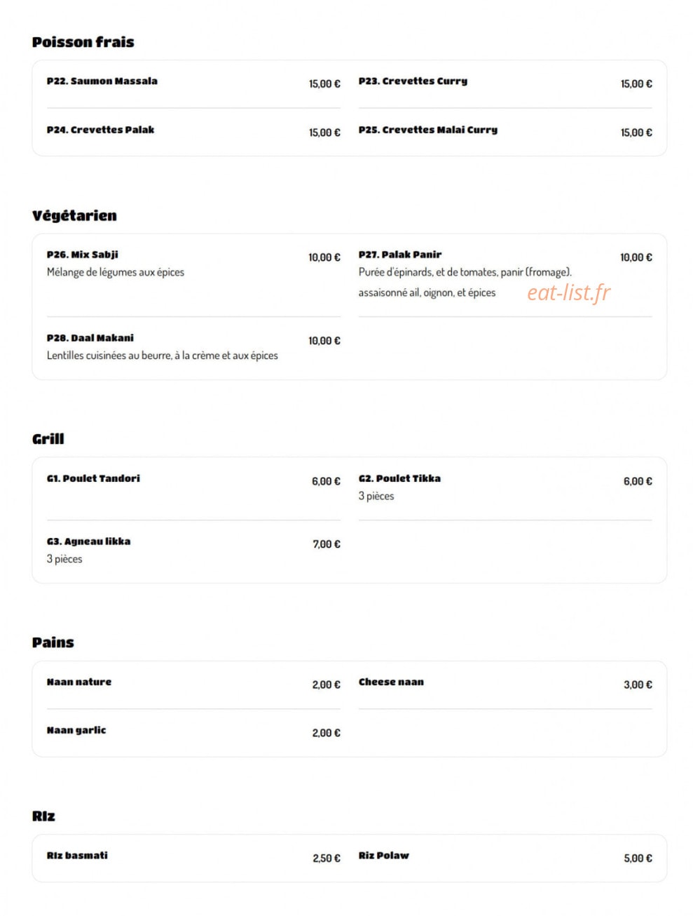 Le Maharaja — carte page 3