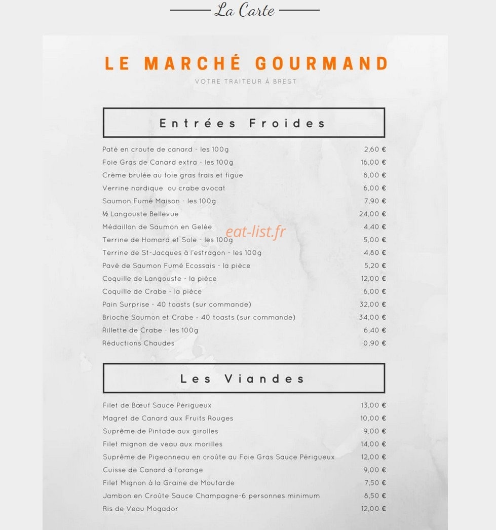 Le Marché Gourmand — carte page 1
