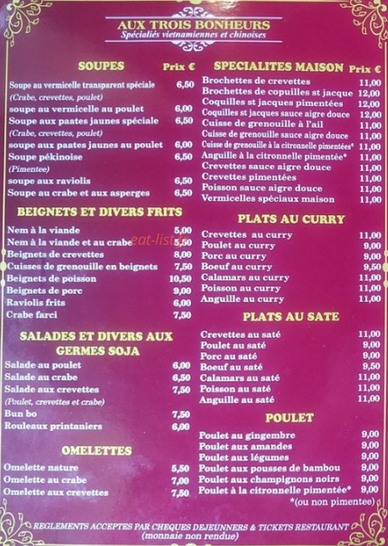 Les trois Bonheurs — carte page 1