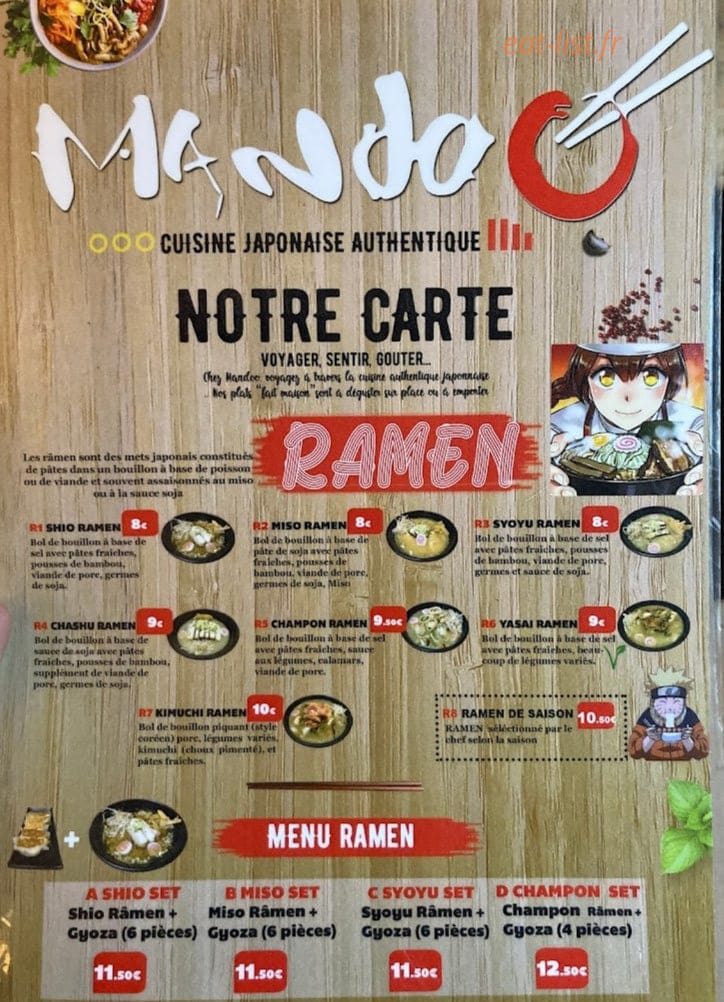 Mandoo — carte page 1