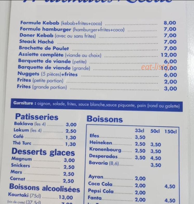 Marmaris Kebab — carte page 1
