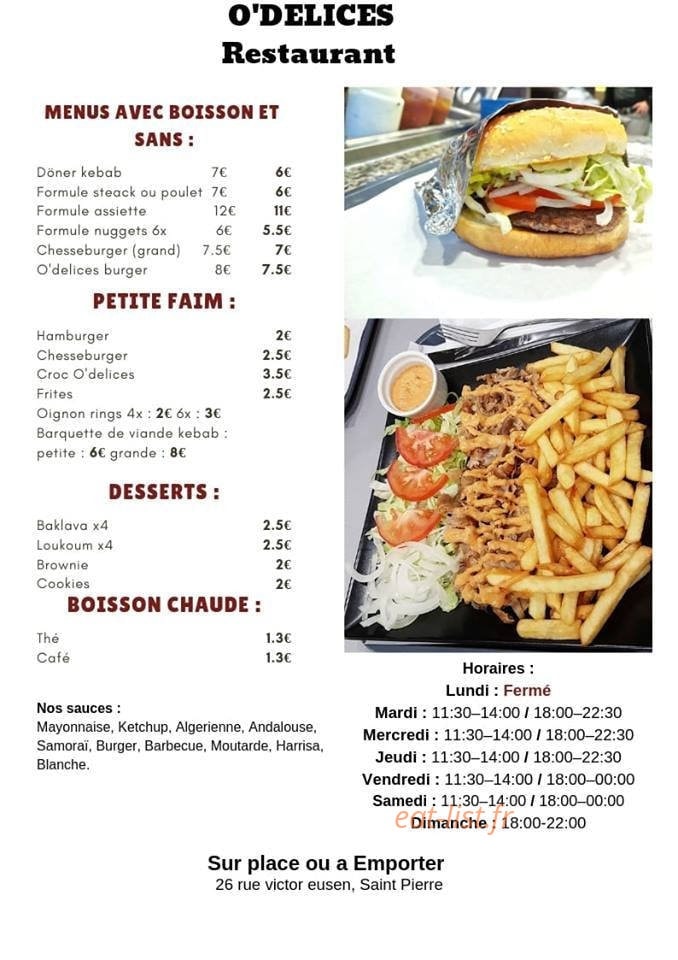 O'delices — carte page 1