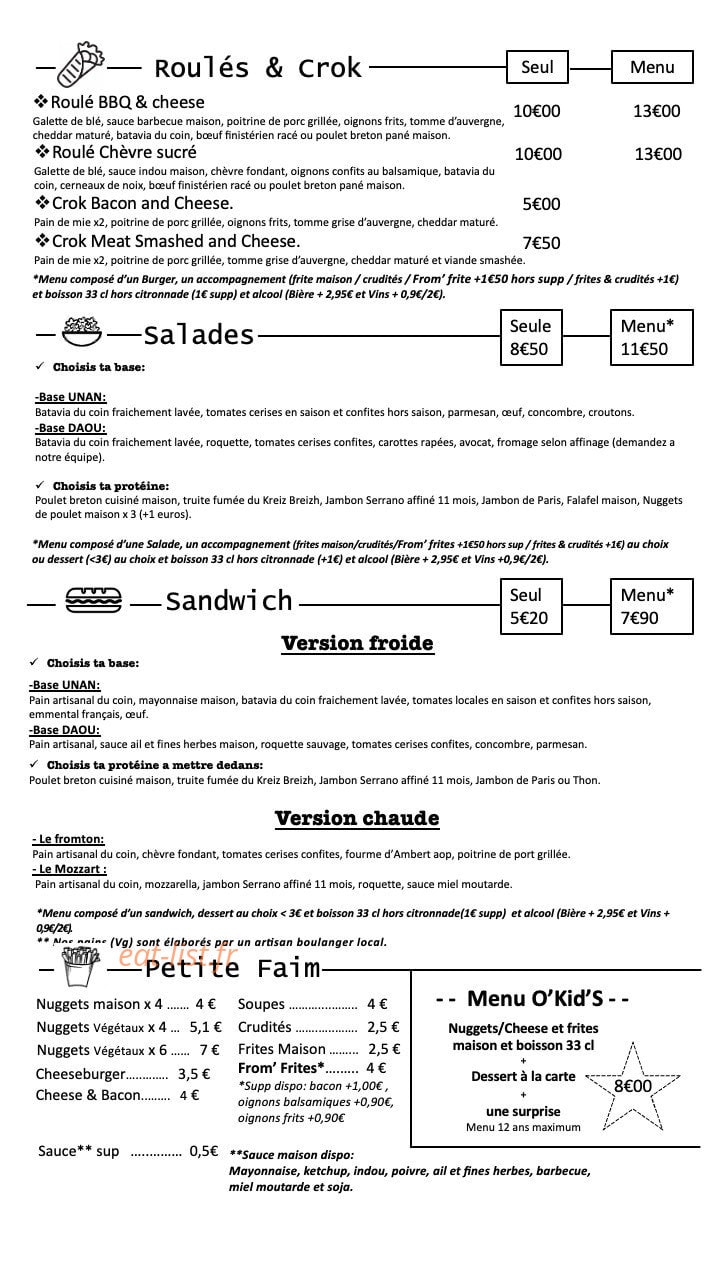 O'Local — carte page 2