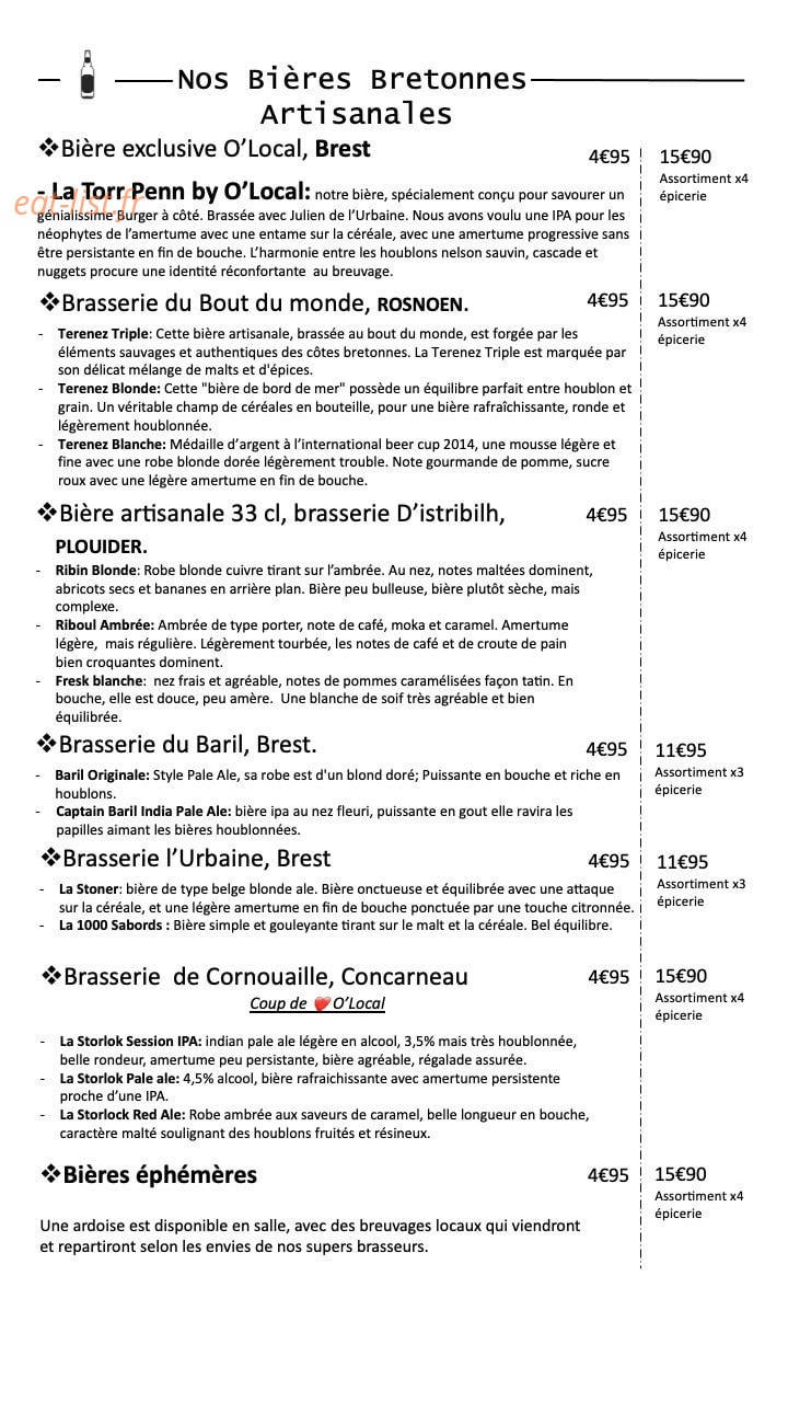 O'Local — carte page 4