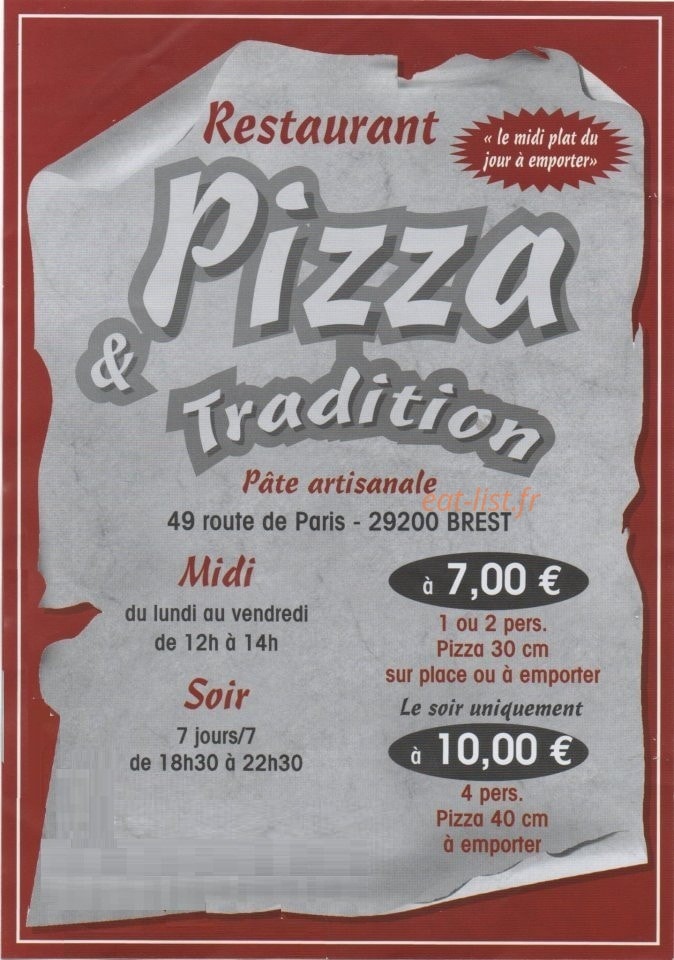 pizza et tradition — carte page 1