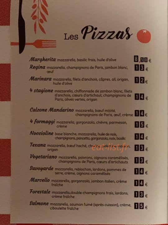 Pizzeria mandarino — carte page 1