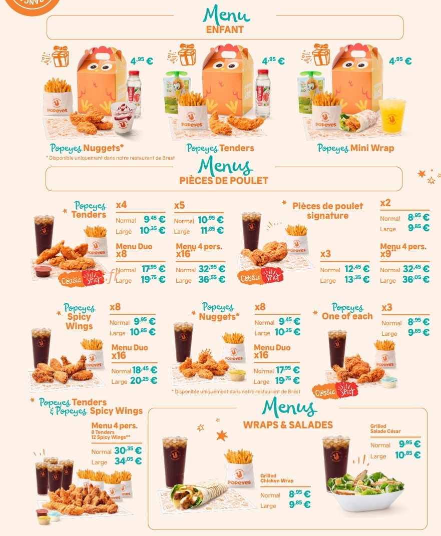 Popeyes — carte page 2