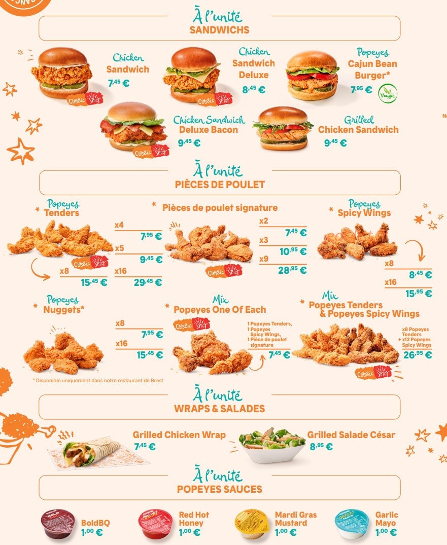 Popeyes — carte page 3