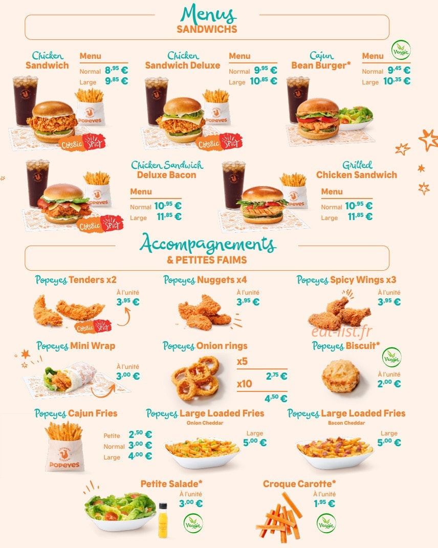 Popeyes — carte page 1