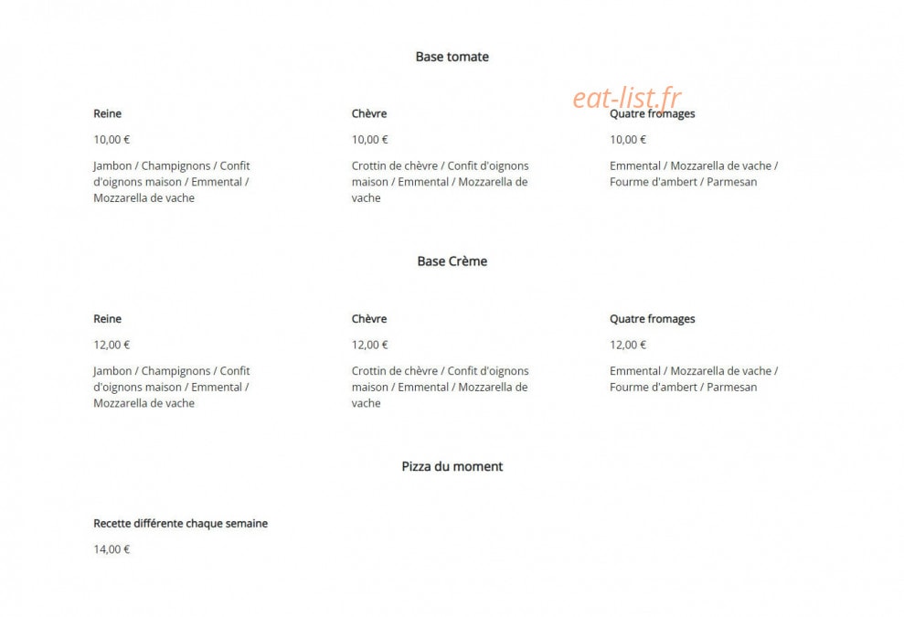 Séry Pizza — carte page 1
