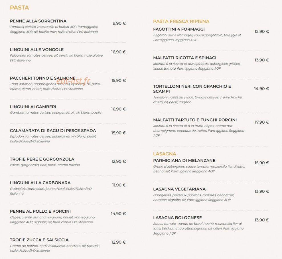 Si Ristorante — carte page 3