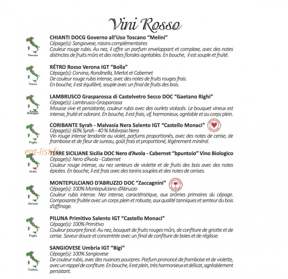 Si Ristorante — carte page 8