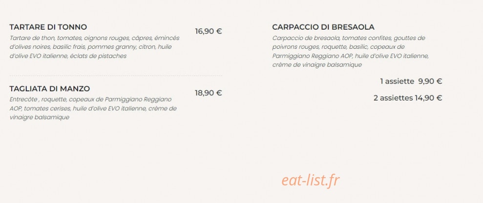 Si Ristorante — carte page 4