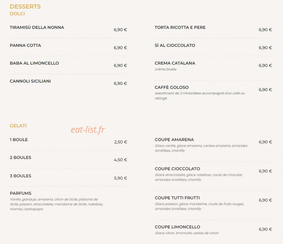 Si Ristorante — carte page 6