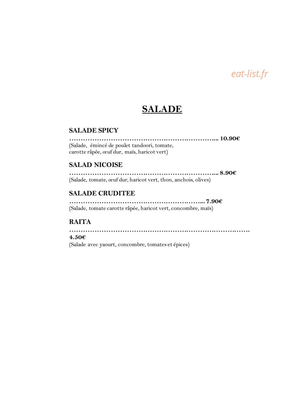 Spicy Brest — carte page 2