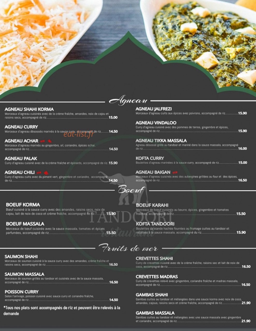 Tandoori — carte page 4