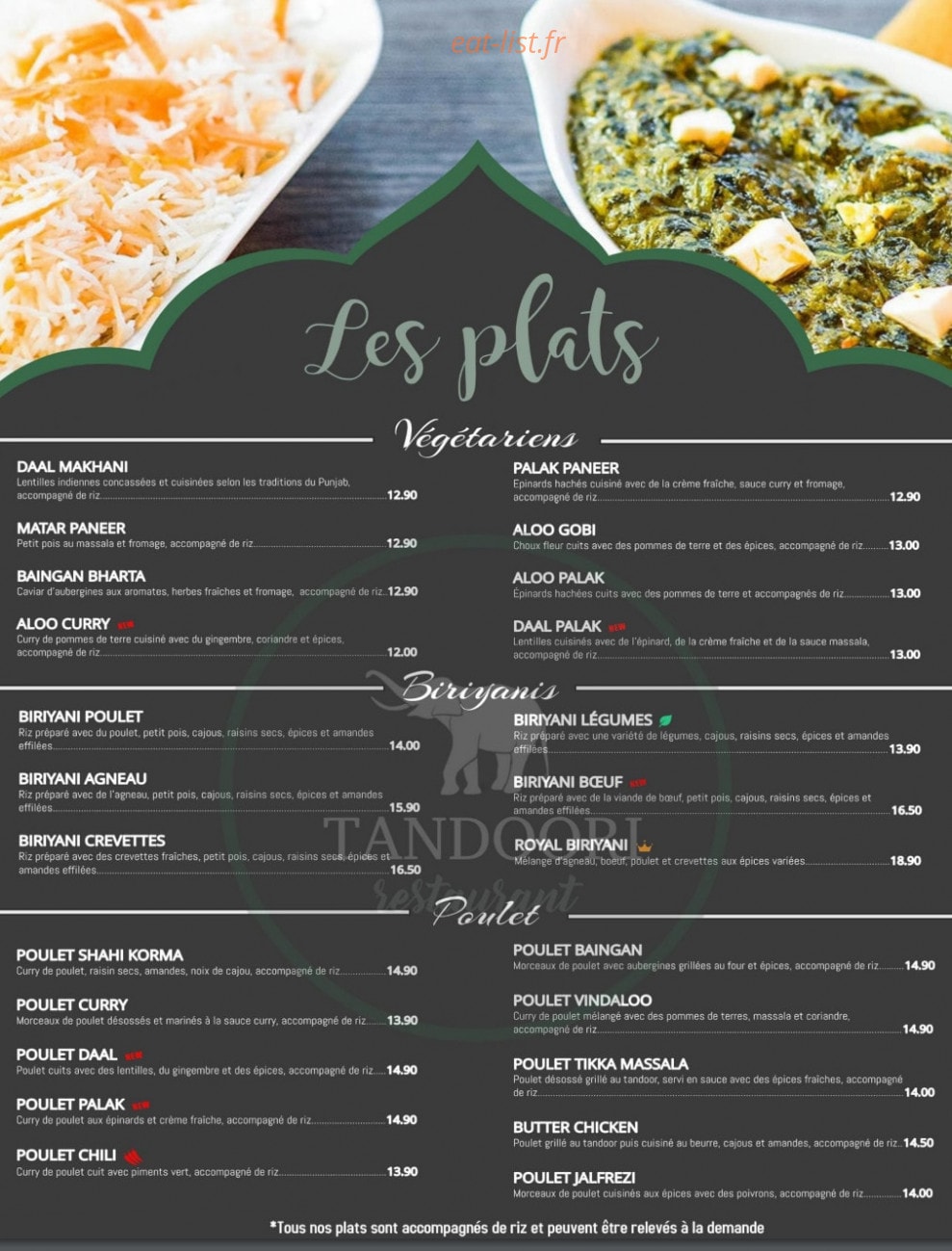 Tandoori — carte page 3