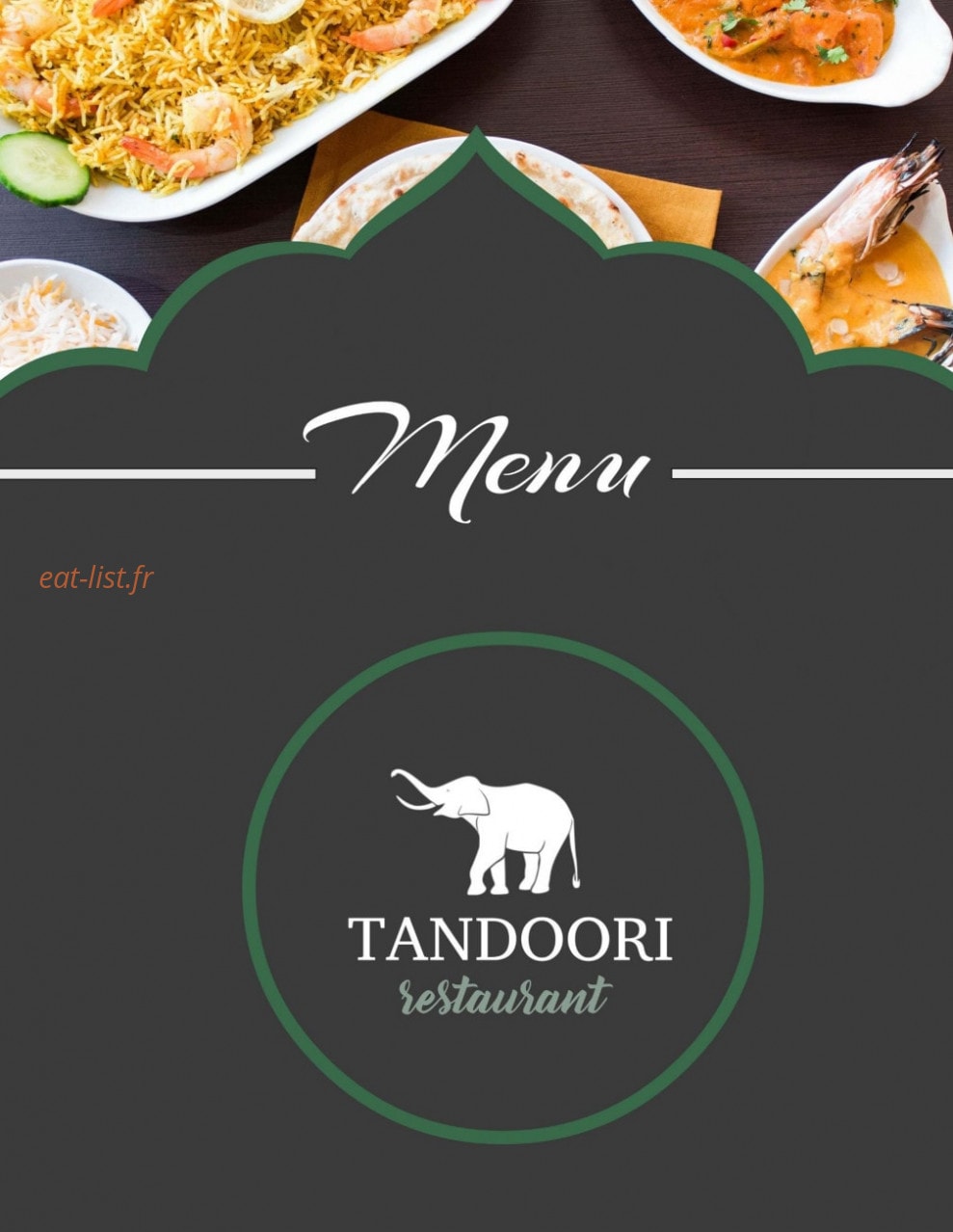 Tandoori — carte page 1
