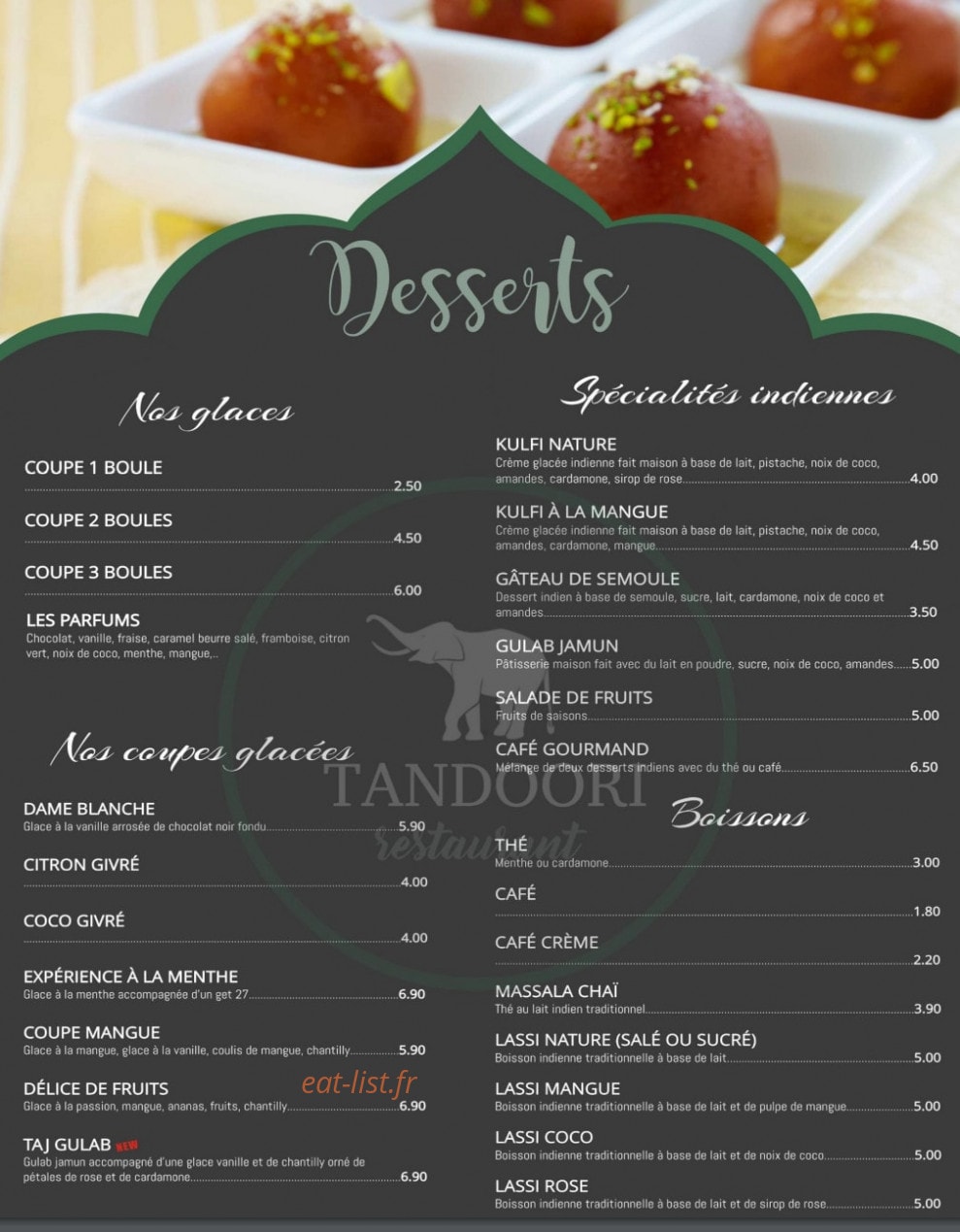 Tandoori — carte page 6