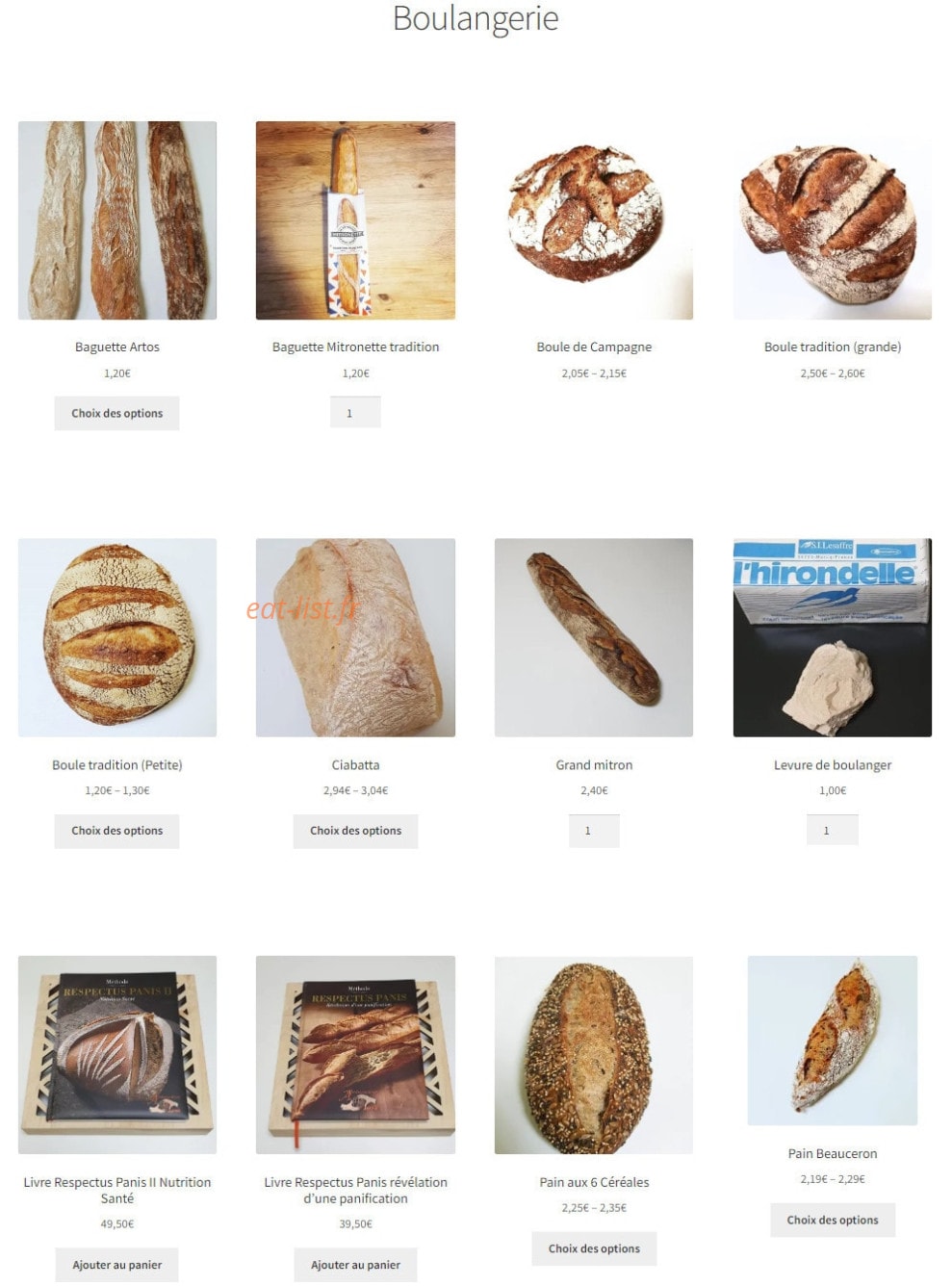 Tartines d'Autrefois — carte page 1