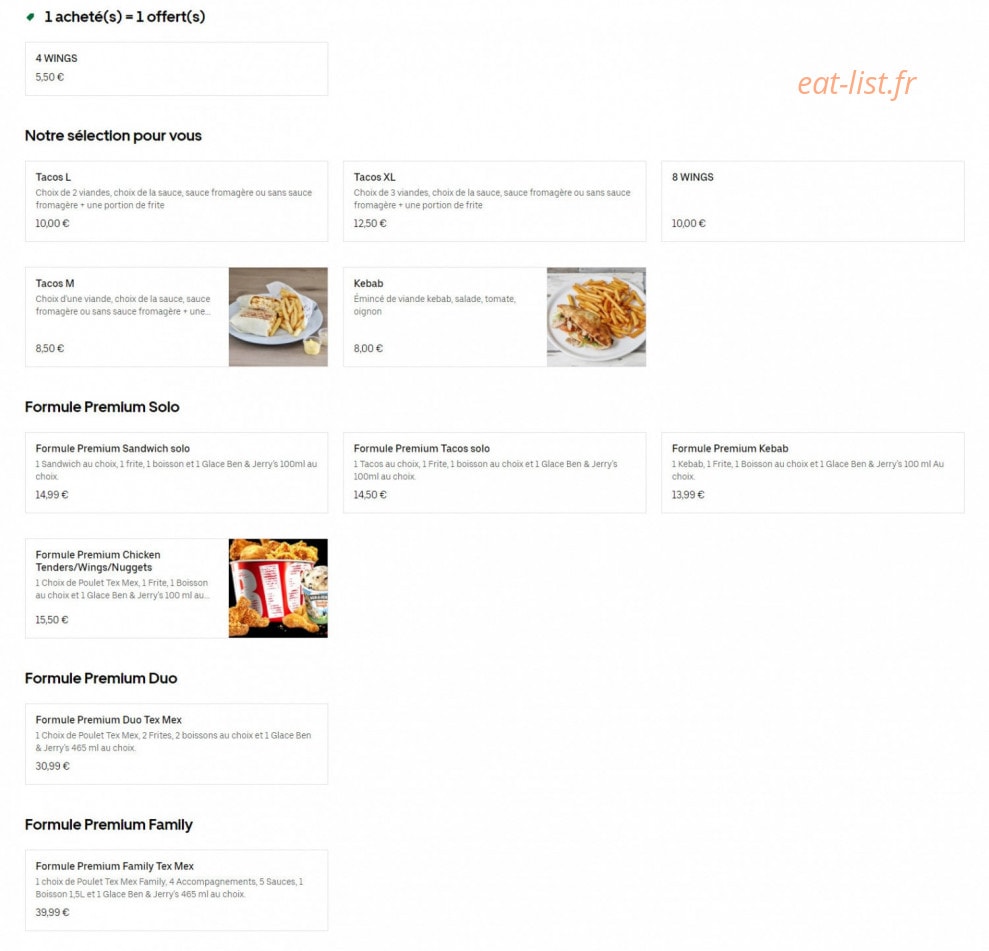 Team Food Chicken — carte page 1