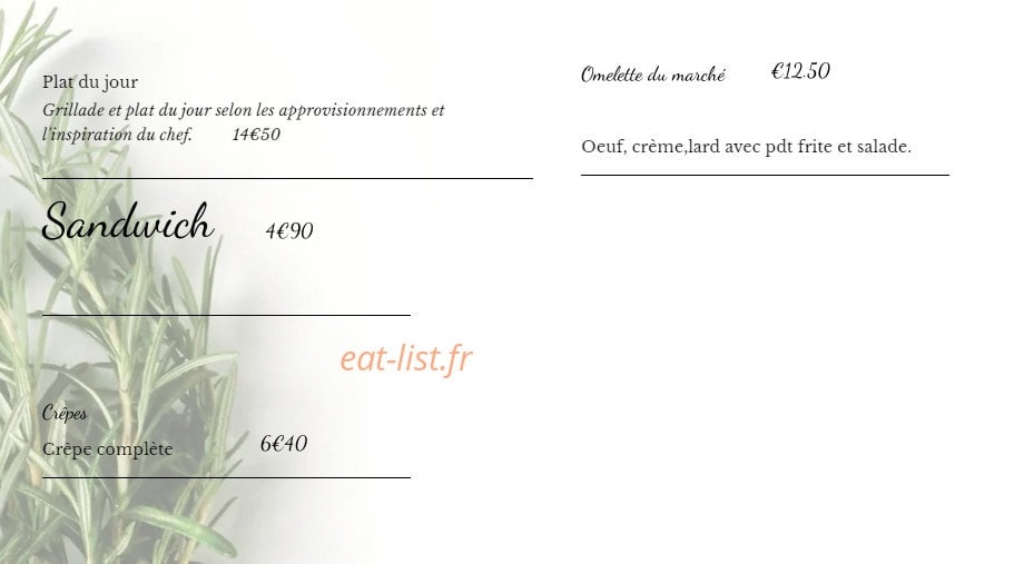 Ugs Cafe — carte page 1