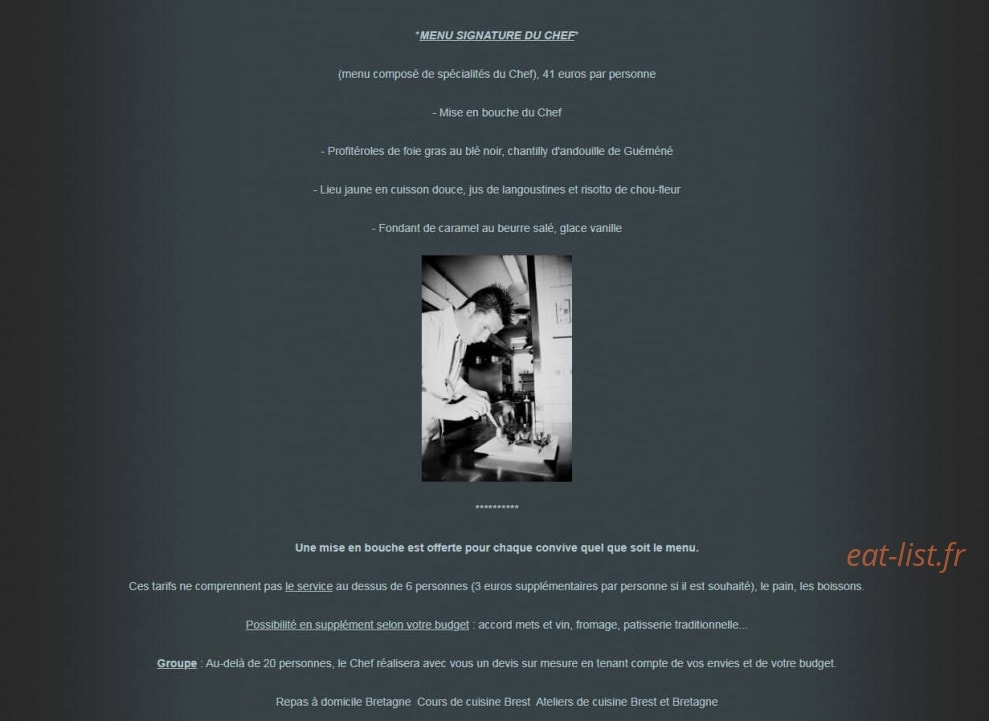 Un Chef au Menu — carte page 2