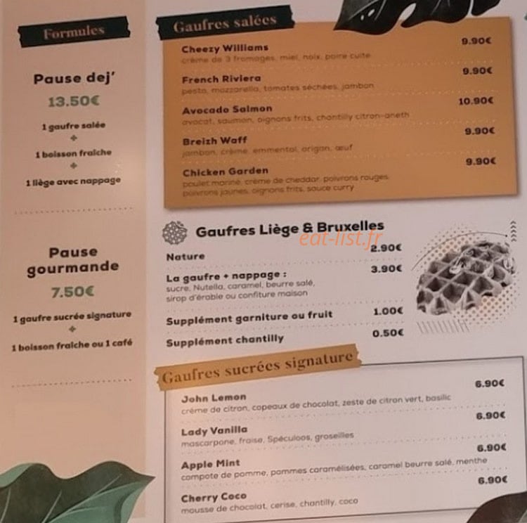 Waffle Garden — carte page 1