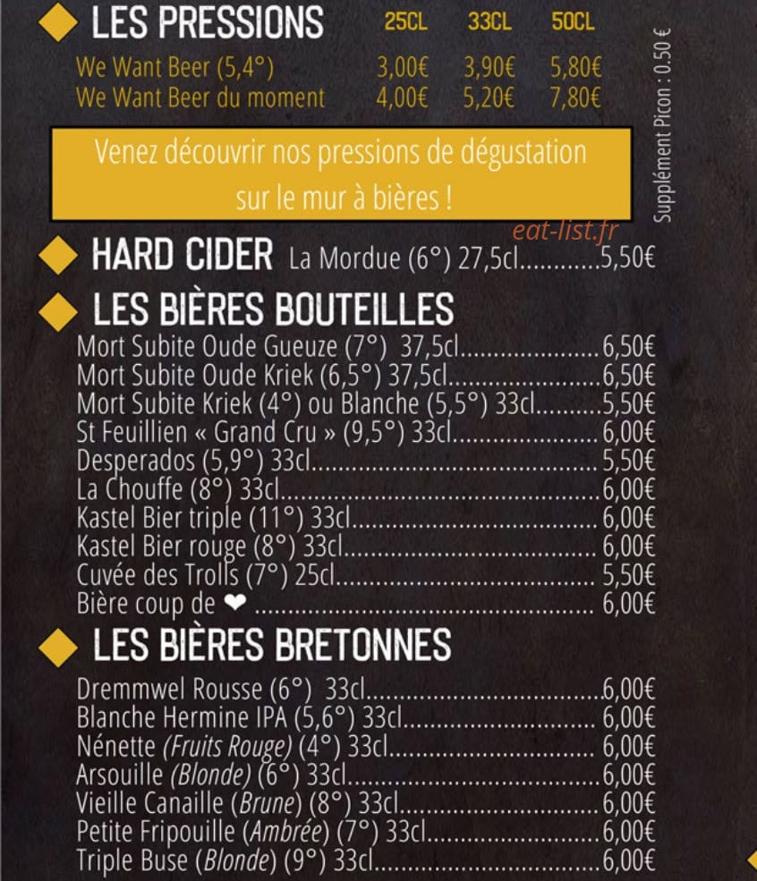 We Want Beer — carte page 7
