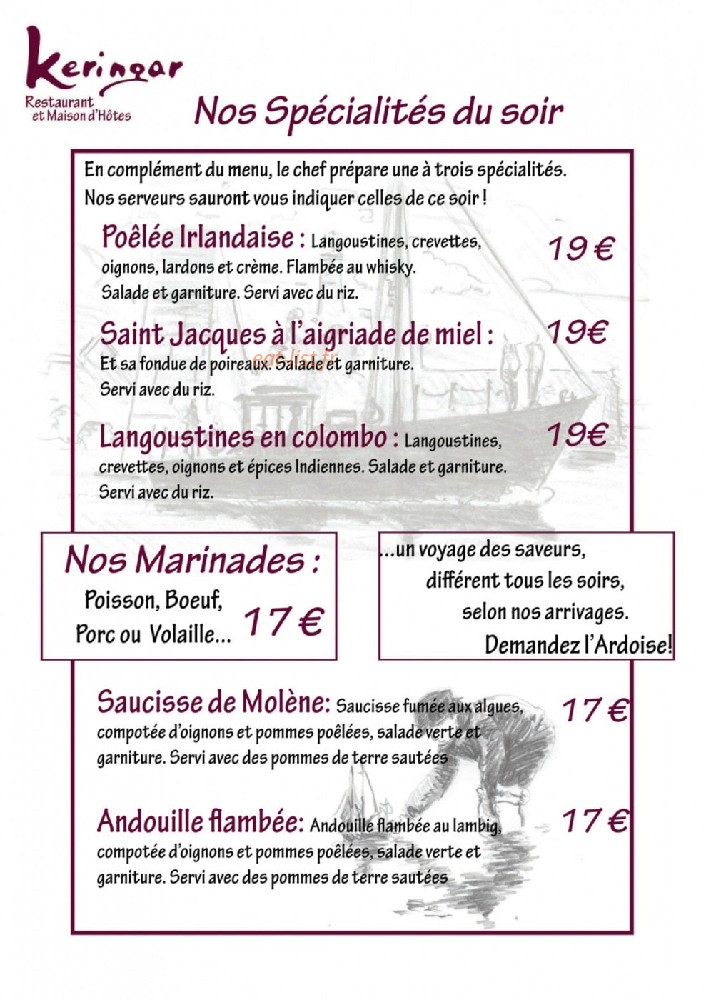 Auberge De Keringar — carte page 3