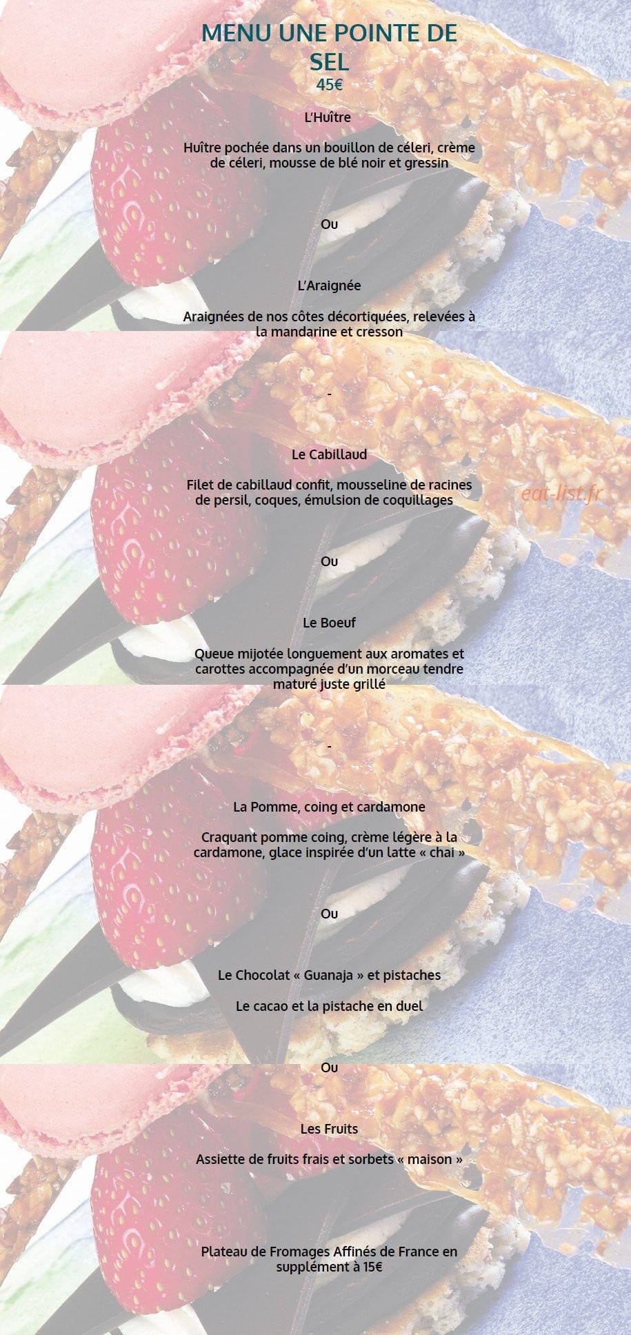 Bistrot 1954 — carte page 1