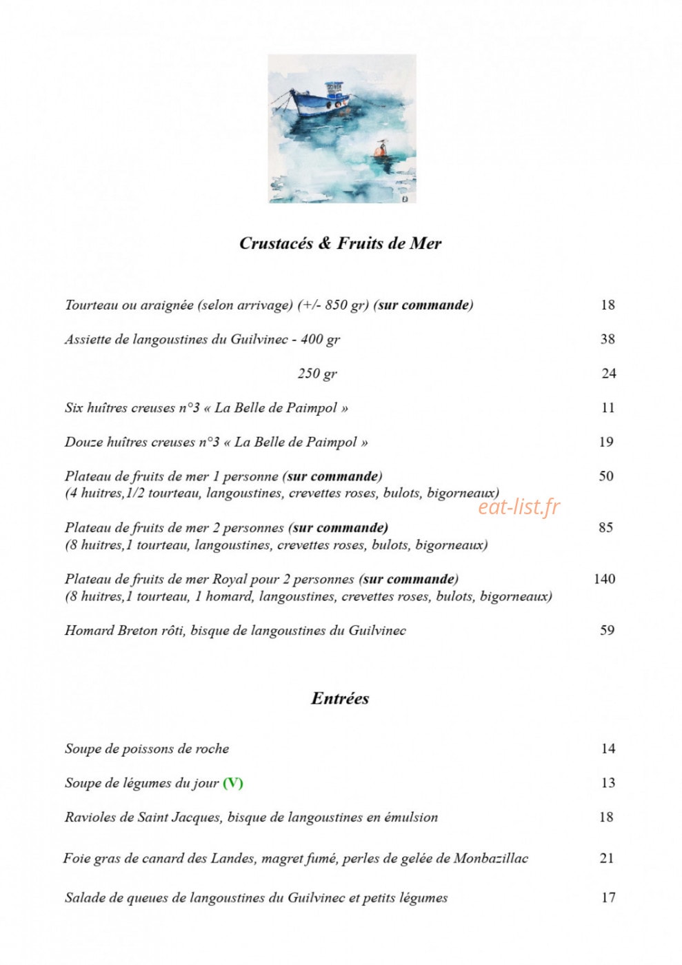 Brasserie de la Plage — carte page 3