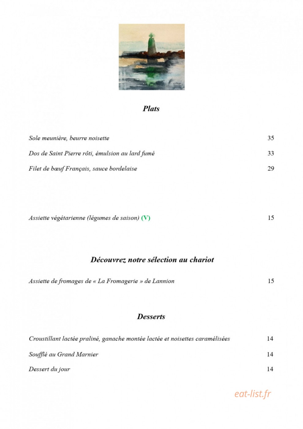 Brasserie de la Plage — carte page 4