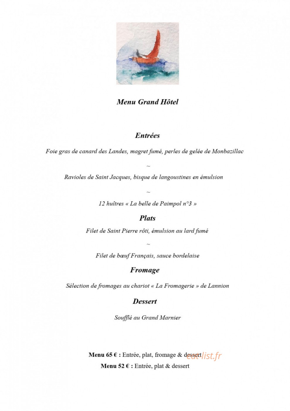 Brasserie de la Plage — carte page 2