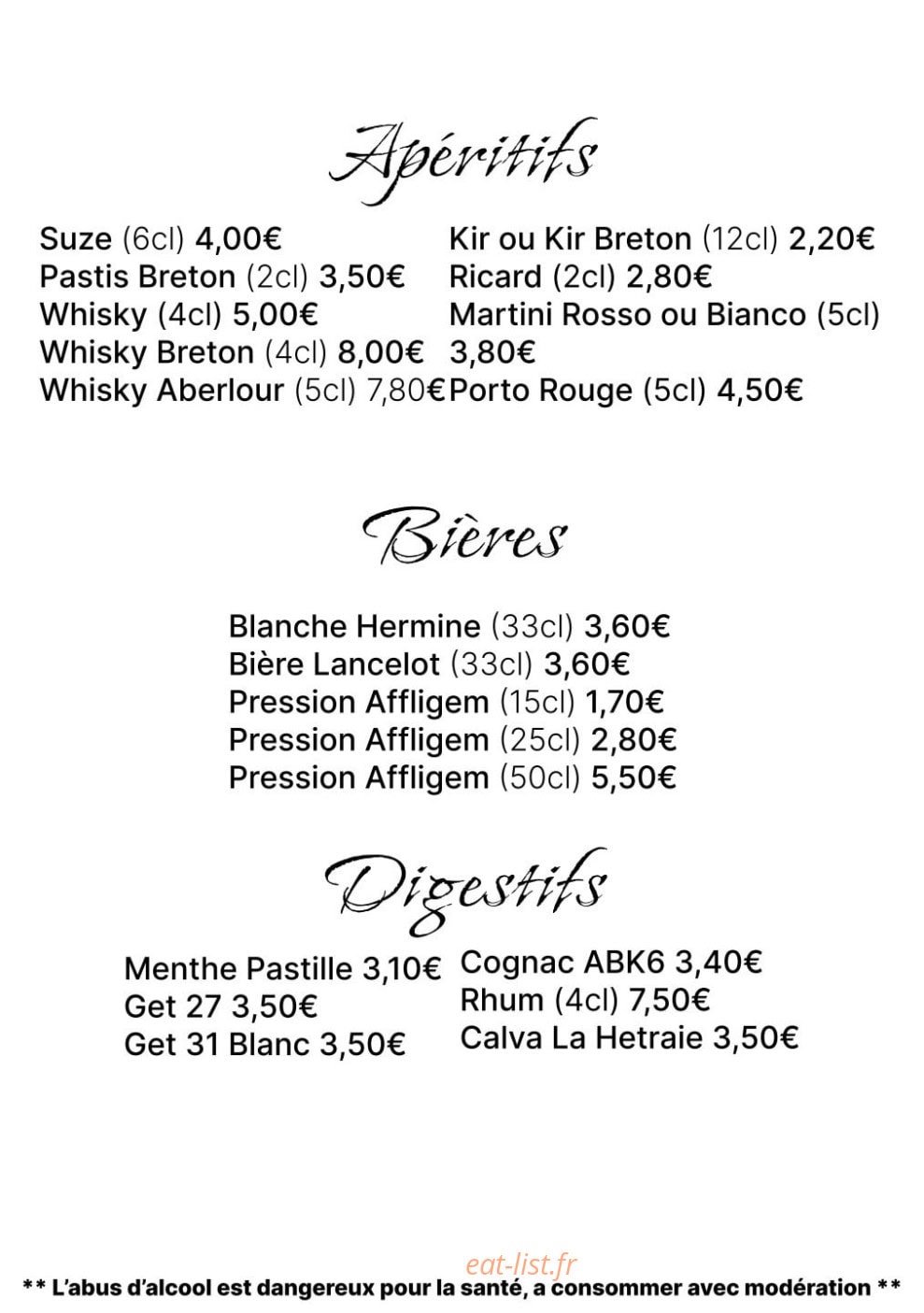 Auberge De l'est à l'ouest — carte page 4