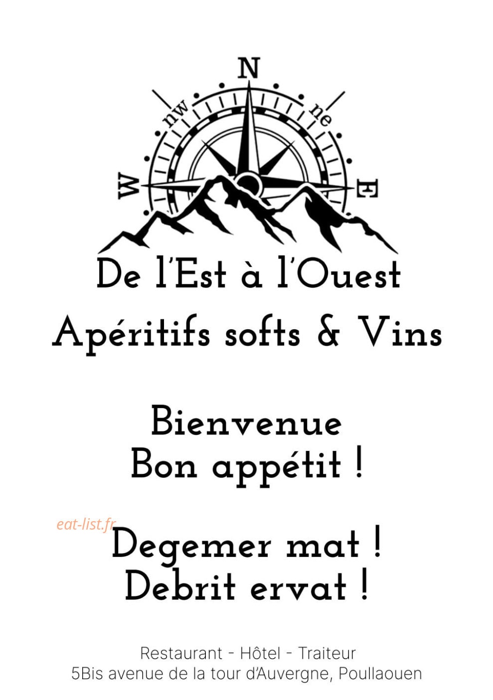 Auberge De l'est à l'ouest — carte page 2