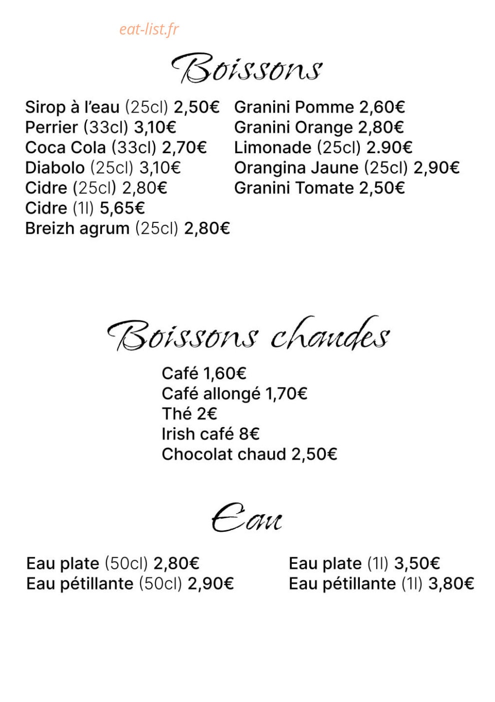 Auberge De l'est à l'ouest — carte page 3