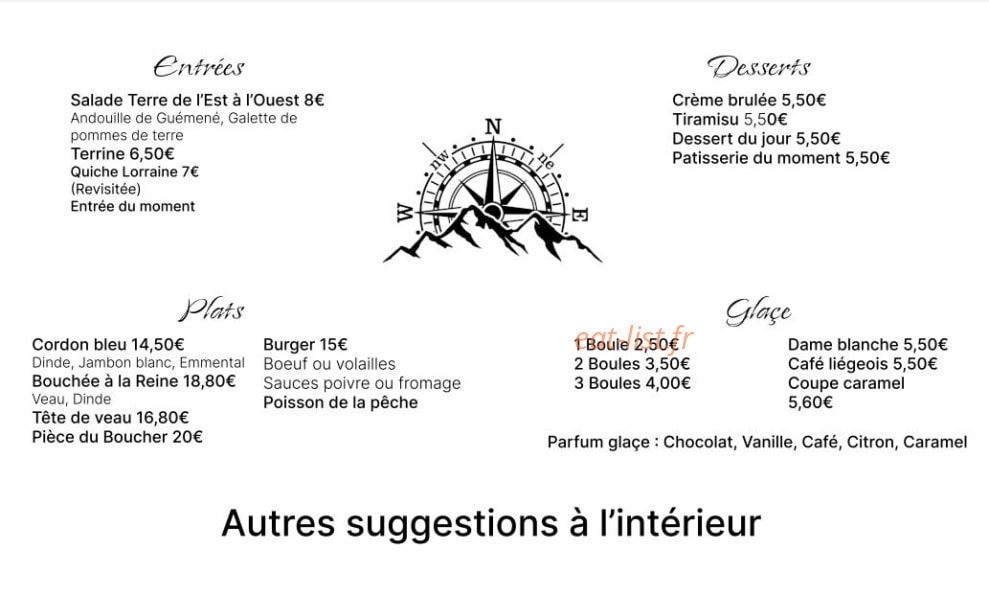 Auberge De l'est à l'ouest — carte page 1