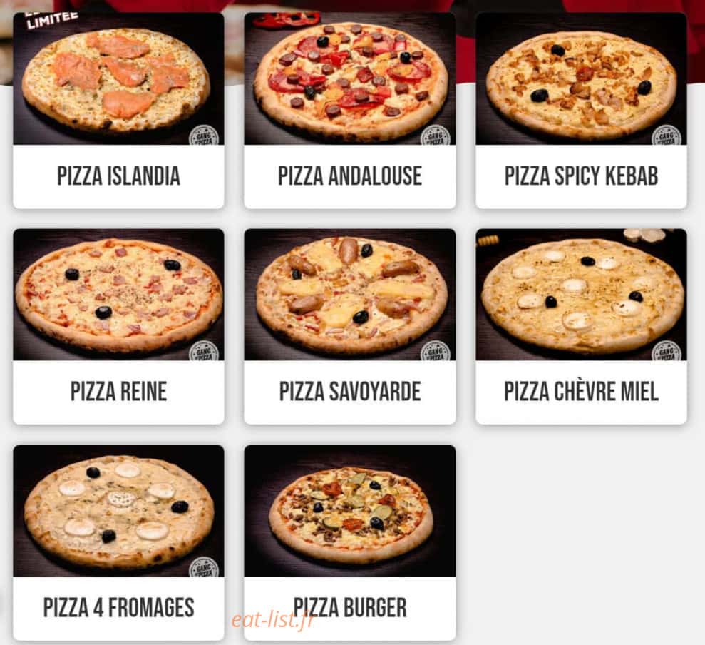 Carte et menu de Gang Of Pizza à Plougoulm — Les pizzas