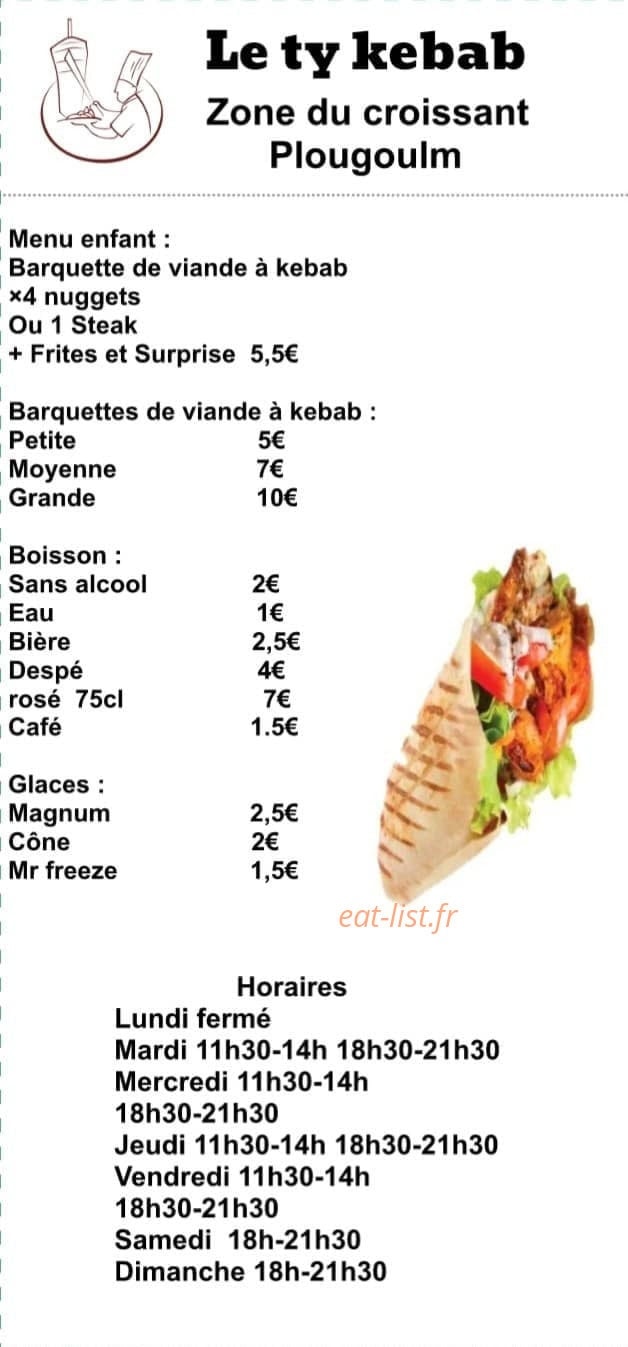 Le ty kebab — carte page 1