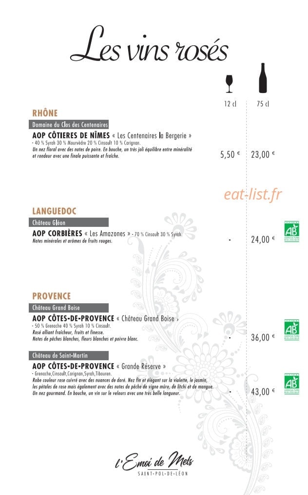 L'émoi de mets — carte page 7